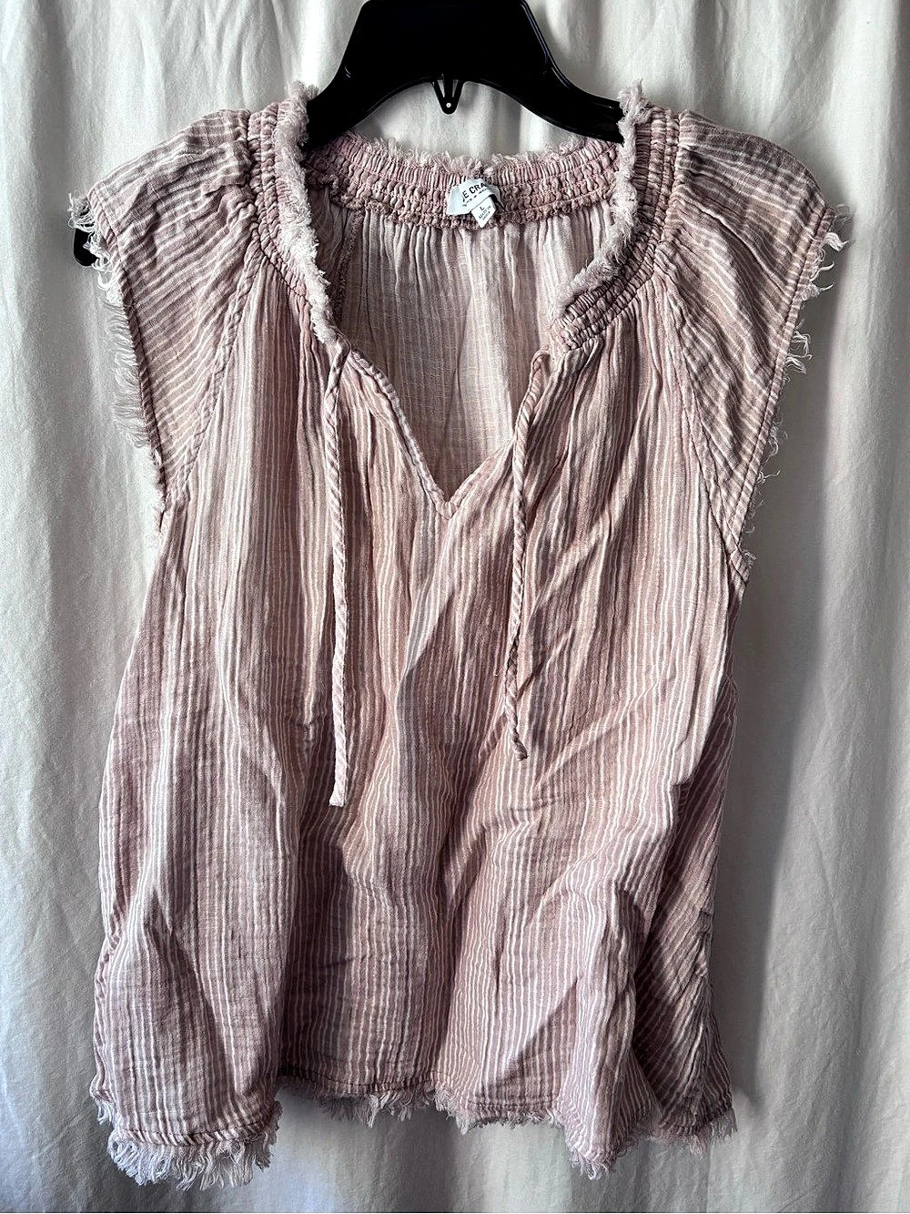 True Craft Striped Fringe Tunic in Pink Size Large